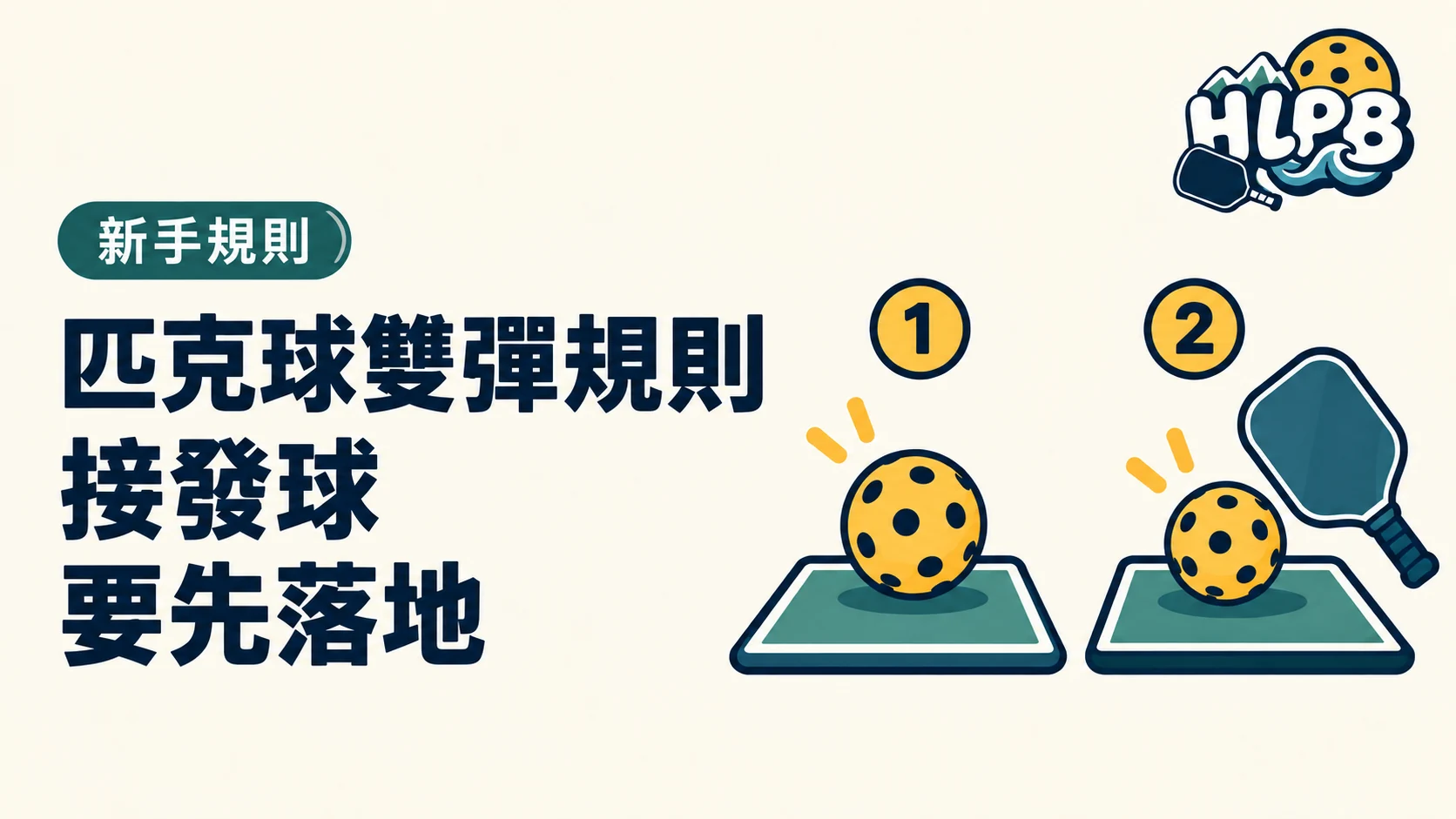 匹克球雙彈規則是什麼?接發球後要等幾次落地|HLPB 主題插圖